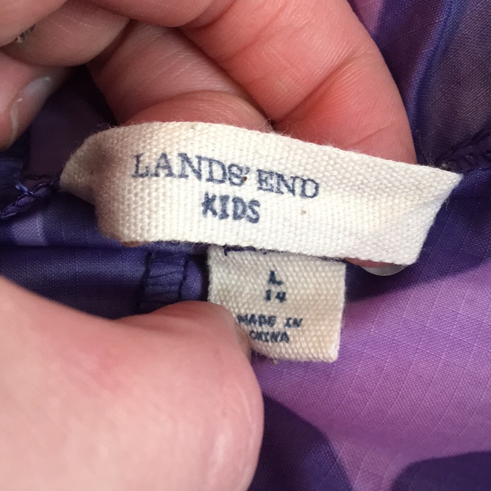 Lands' End Girls Wind Breaker Purple Flower Burst - Picture 5 of 5